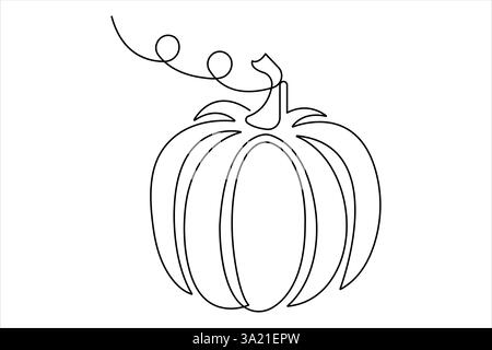 Pumpkin continuous one line drawing and minimalist style isolate ...