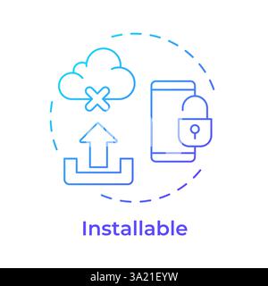 Installable blue gradient concept icon Stock Vector