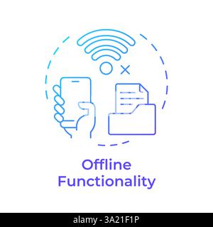 Offline functionality blue gradient concept icon Stock Vector