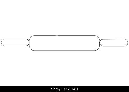 Continuous one line art drawing of a kitchen roller pin vector Stock Vector