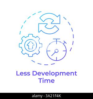Less development time blue gradient concept icon Stock Vector