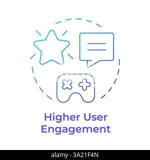 Higher user engagement blue gradient concept icon Stock Vector