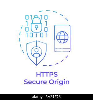 HTTPS secure origin blue gradient concept icon Stock Vector