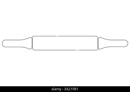 Continuous one line art drawing of a kitchen roller pin vector Stock Vector