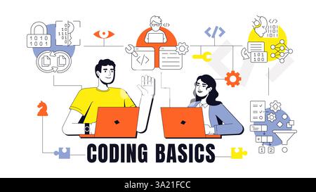 Coding basics concept illustration Stock Vector
