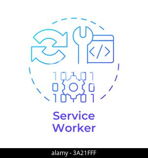 Service worker blue gradient concept icon Stock Vector