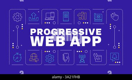 Progressive web app dark purple word concept Stock Vector
