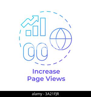 Increasing page views blue gradient concept icon Stock Vector