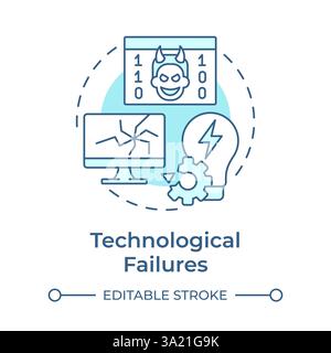 Technological failures soft blue concept icon Stock Vector
