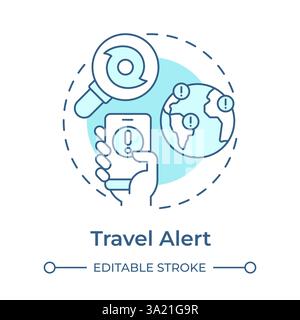 Travel alert soft blue concept icon Stock Vector