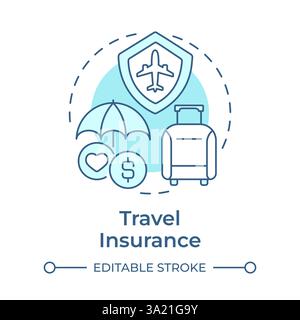 Travel insurance soft blue concept icon Stock Vector