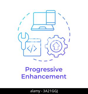 Progressive enhancement blue gradient concept icon Stock Vector
