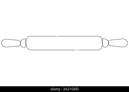 Continuous one line art drawing of a kitchen roller pin vector Stock Vector