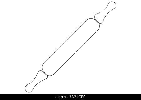 Continuous one line art drawing of a kitchen roller pin vector Stock Vector