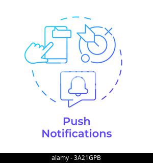 Push notifications blue gradient concept icon Stock Vector