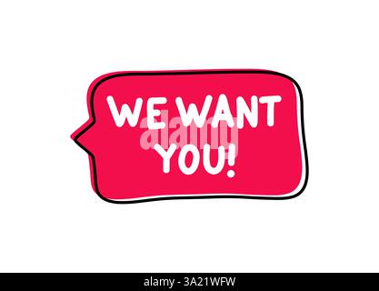 We Want You. Badge, icon, logo vector design illustration on white background Stock Vector