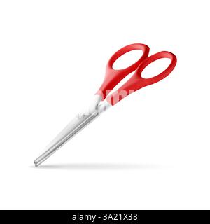 3D scissors with red plastic handles Stock Vector