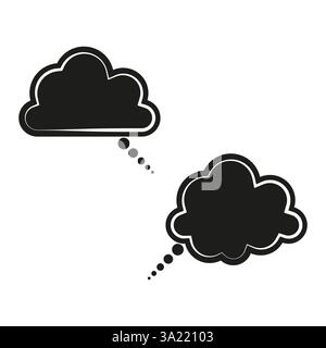 Thought clouds symbol. Black and white concept. Conversation bubble vector. Communication icon. Stock Vector