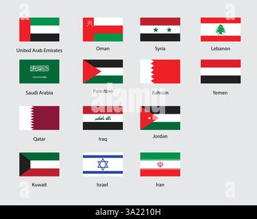 Middle east flags collection vector Stock Vector