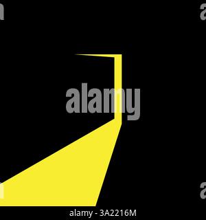 Black doorway contrast. Bright yellow beam. Abstract open passage. Vector geometric concept. Stock Vector