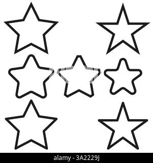 Star outline collection. Geometric star symbols. Different star shapes. Vector minimal set. Stock Vector