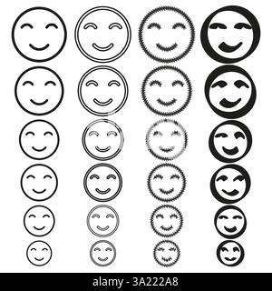 Emoji icon set. Smiley face vector. Different mood symbols. Expressive digital graphics. Stock Vector