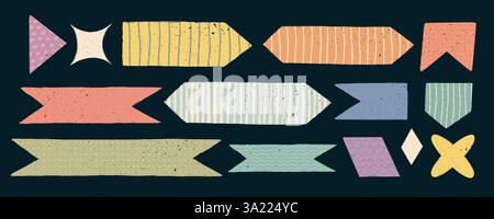 Paper note stickers in pastel color on dark background. Stock Vector