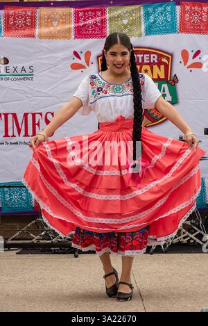 Mariachi Dancer on stage at the Winter Texan Fiesta 2025, Mission, Texas, USA. Stock Photo