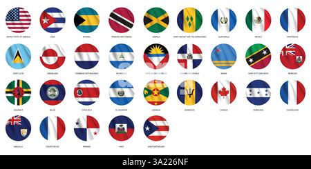 America Continents Countries Flags vector Stock Vector