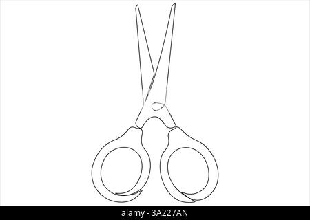 Continuous one line art drawing of scissors vector illustration design Stock Vector