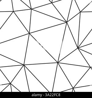 Triangulation geometric shapes background. Big triangles size. Thin lines weight. Repeatable pattern. Seamless tileable vector illustration. Stock Vector
