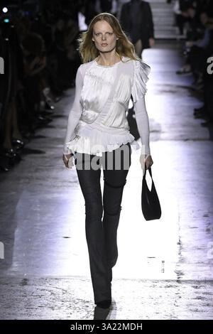 Model Hanne Gaby Odiele is seen on the catwalk at the Dries van Noten ...