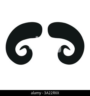 Vector hand drawn goat horns silhouette isolated on white background Stock Vector