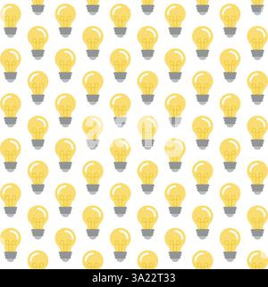 Vector seamless pattern of flat colored light bulb isolated on white background Stock Vector