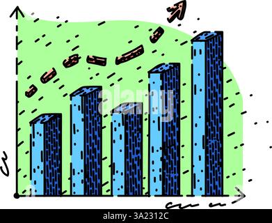 analytics graph sketch hand drawn vector Stock Vector