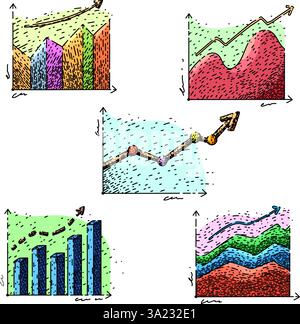graph set sketch hand drawn vector Stock Vector