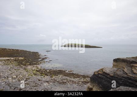 Moelfre Island is a small island off the coast of Anglesey, Wales. Stock Photo