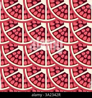 Pomegranate slices seamless pattern vector illustration Stock Vector
