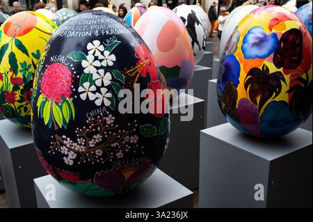 March 10th 2025 launch of the Big Egg Hunt in partnership with Clarence Court Eggs in Covent Garden, London. There will be a trail of eggs across Lond Stock Photo