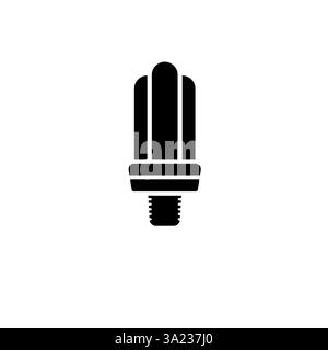 Fluorescent Light Bulb Solid Flat Vector Icon Isolated on White Background. Stock Vector