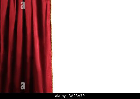 Red stage curtain isolated on white background Stock Photo