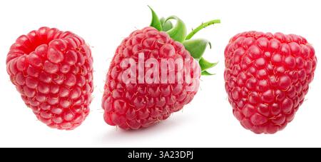 set of raspberry isolated on white background. Stock Photo