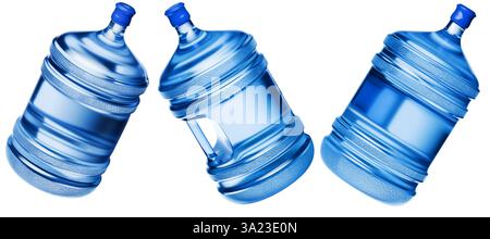 large bottles of water isolated on a white background. 3d render. Stock Photo
