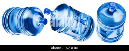 large bottles of water isolated on a white background. 3d render. Stock Photo