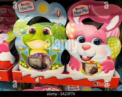 Kinder, Easter, Kinder Maxi Mix, Easter treats, Easter chocolates, chocolate products, Kinder Easter presents, Easter traditional sweets, 2025 Stock Photo