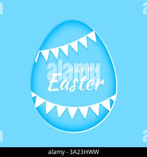 Happy Easter greeting card with Easter egg and flags Stock Vector