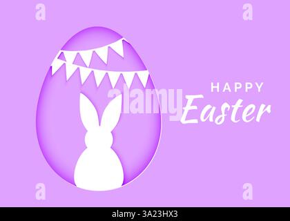 Paper easter egg shape with bunny silhouette. Vector illustration Stock Vector