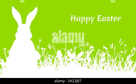 Happy Easter greeting card with Easter bunny Stock Vector