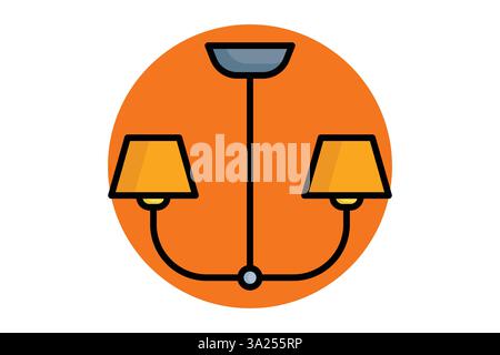 Chandelier icon. colored outline icon style. icon related to furniture. furniture elements vector illustration Stock Vector