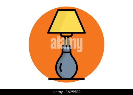 Lamp icon. colored outline icon style. icon related to furniture. furniture elements vector illustration Stock Vector